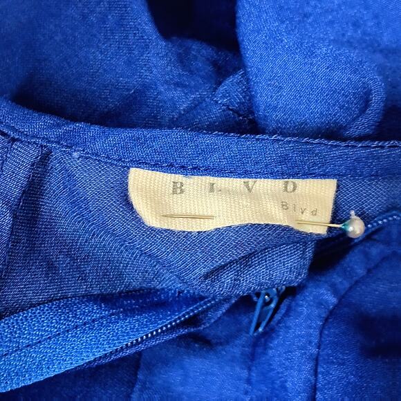 BLVD BLVD Structured Mini Dress Royal Blue Size Small Fitted Peplum Sleeveless - Picture 9 of 10